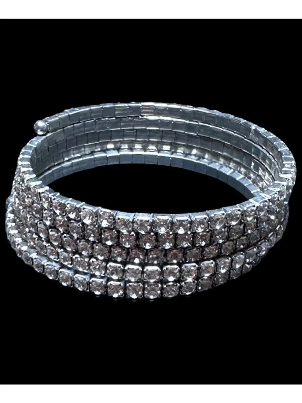 Wrap Bracelet Silver Tone Rhinestone Womens Costume Jewelry Lightweight NWOT